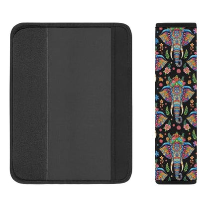 2 Piece Soft Padded Car Seat Belt Pad for Elderly Support, Stroller Pushchair High Chair, Elephant Wild Life Flowers Shoulder Harness Cover, Shock Absorption - color: Pattern 227