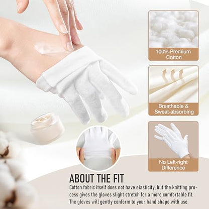 COOLJOB 6 Pairs Cotton Moisturizing Gloves for Dry Hands & Eczema, White S - color: White, size: Small