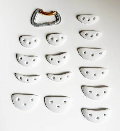 14 Screw On Crimp Rock Climbing Holds Advanced Climbing Holds Home Climbing Wall Bouldering Gym Holds Eco Friendly Dual Textured Crimps for Finger Strength - color: Bone White