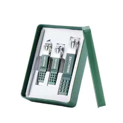4 Pcs Professional Nail Clipper Set Stainless Steel Manicure Tools with Ergonomic Design Compact Travel Kit for Nail Care - color: 4 Piece-green
