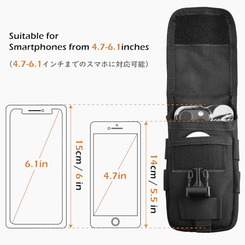 TRIWONDER Tactical Phone Pouch Molle, Smartphone Holster Bag EDC Utility Cellphone Lock Card Holder Organizer Fit for Waist Belt Case - color: 03 Black