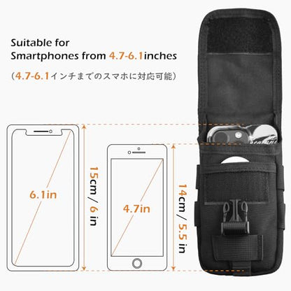 TRIWONDER Tactical Phone Pouch Molle, Smartphone Holster Bag EDC Utility Cellphone Lock Card Holder Organizer Fit for Waist Belt Case - color: 03 Tan