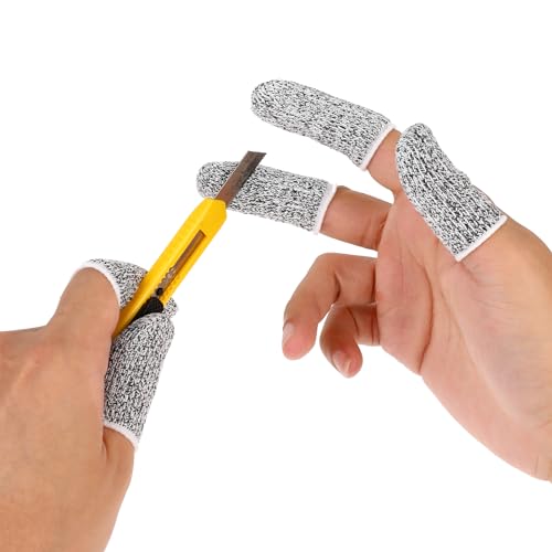 Ptwola 12 Pcs Cut Resistant Finger Cots Anti-Slip Finger Sleeve Protectors Reusable Thumb Anti-Cut Fingertips Covers Protection Guards Glove for Kitchen Sculpture Work Garden Picking