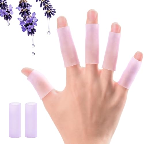 Kimihome 20 PCS Gel Finger Sleeve Protectors - Silicone Finger Sleeves with Lavender Extract - Finger Cots Bandages Provide Relief for Finger Cracking, Corns, Blisters and Calluses Protect (Purple) - color: Purple, size: One Size