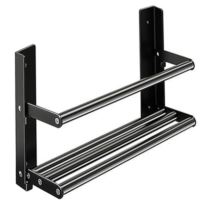 Wall Mounted Shoe Rack, 2-Tier Hanging Shoe Organizer Space-Saving Shoe Rack for Door, Wall Hanging Shoe Rack, Foldable Shoe Shelf for Wall, Metal Shoe Storage Organizer, Black - size: Fixed length 13.8"