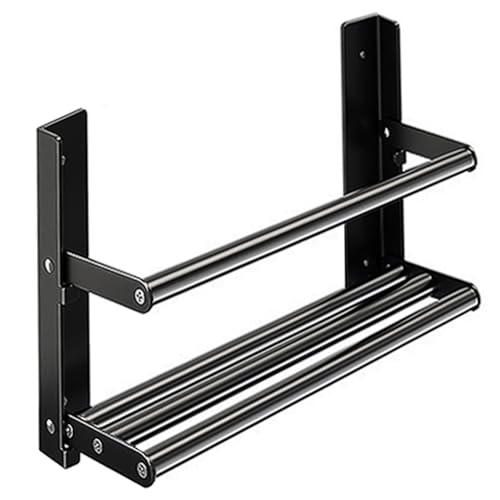 Wall Mounted Shoe Rack, 2-Tier Hanging Shoe Organizer Space-Saving Shoe Rack for Door, Wall Hanging Shoe Rack, Foldable Shoe Shelf for Wall, Metal Shoe Storage Organizer, Black - size: Fixed length 13.8"