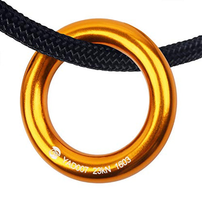 PROND Aluminum Rappel Ring, Climb Perfect Tension Aluminum Alloy O-Ring, 23KN Rappel Rings for Rock Climbing Arborist and Hammock - color: Gold - 1 Pcs/Pack