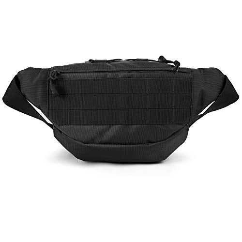 FRTKK Tactical Fanny Pack Military Waist Bag Pack with USA Flag Patch Utility Hip Pack with Adjustable Strap for Outdoors Fishing Cycling Camping Hiking Dog Walking (Black 2) - color: Black 2