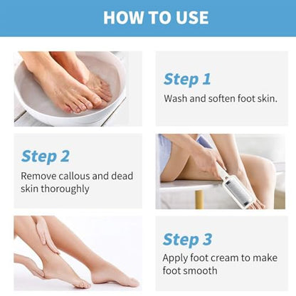 Fu Store 2 Pack Foot Files Callus Remover Stainless Steel Foot Rasp and Dual Sided Feet File Professional Scrubber Pedicure Tools Premium for Feet Care Remove Hard Skin, White - color: White
