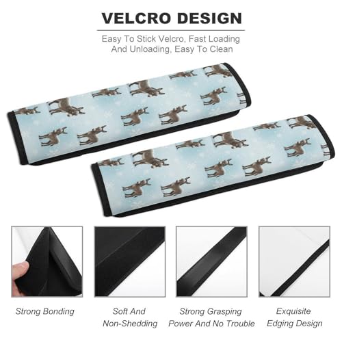 2PCS Breathable Seat Belt Cover for Adults and Children, Most Cars, Donkey Snow Shoulder Harness Cover, Shock Absorption - color: Pattern 889