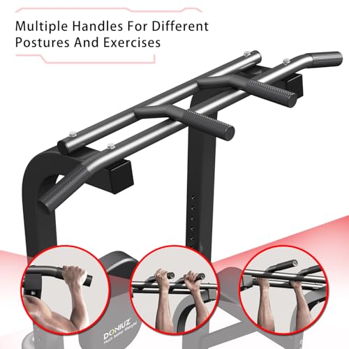DONIUZ Power Tower Pull Up Bar and Dip Station, Multi-Function Home Gym, Strength Training Fitness Equipment, Height Adjustable - color: Black-02