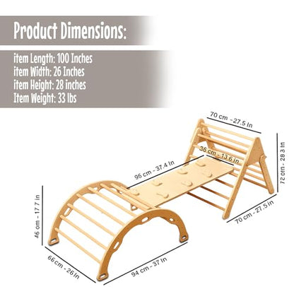 Montessori Wooden Climbing Set for Kids | Montessori Climbing Triangle Climbing Dome Ramp and Pillow | Montessori Climbing Frame Set for Toddler | Montessori Playground | Kids Play Gym(Map) - style: Map