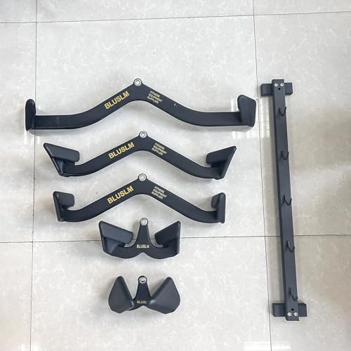 BLUSLM Lat Pull Down Bar T bar Row Attachment, V Bar Tricep Lat Pulldown Attachments, Back Strength Training Bar for Home Gym Exercise Cable Machine Attachments - color: Black 07