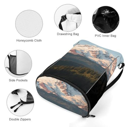 Small Gym Bag Mount Rainier Printed Drawstring Gym Bag for Men Lightweight Waterproof Drawstring Backpack for Women with Shoe Compartment for Travel Tourism Work And Fitness