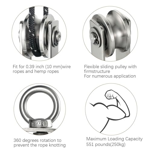 Cable Pulley Wheel for Rope with Ball Bearing, Smooth No Noise, 360° Swivel Small Wire Pulley for Pulley System Lifting, DIY Home Gym, Winch, 2 Pack