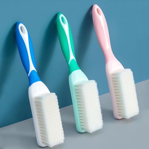 3 Pack Laundry Scrub Brush Shoe Laundry Stain Brush with Long Handle Very Soft Bristle Cleaning Brush for Clothes Shoes Sneaker Protable Laundry Brush for Stains on Clothes - color: Blue Green Pink