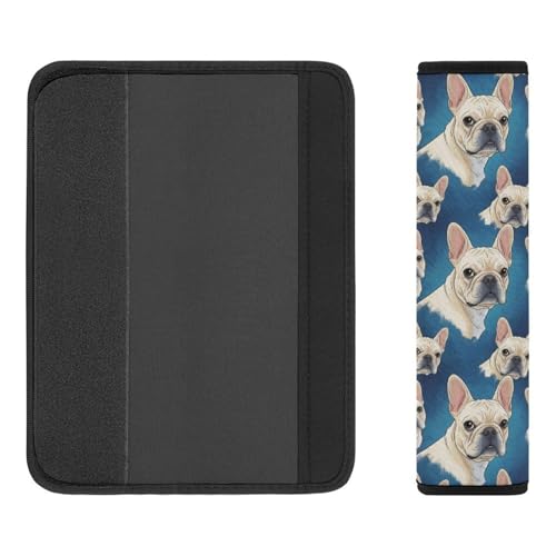 2 Piece White French Bulldog Car Seat Belt Pad Breathable Seat Belt Cushion for Child, Stroller Pushchair High Chair, Easy Install (No Tool) - color: Pattern 759