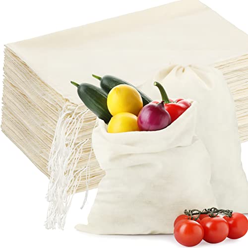 Tatuo 50 Pcs 12 x 15 Inches Cotton Bags with Drawstring Large Reusable Produce Bags Linen Empty Storage Pouches Canvas Fabric Sachet for Bread Food Storage - size: 12 x 15 Inches (Pack of 50)
