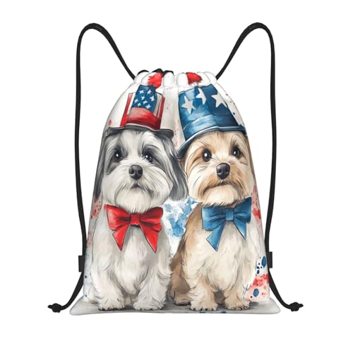 Drawstring Sports Backpacks - Lightweight Swim Gym Bags for Women Men String Sackpack for Beach Travel Yoga(Medium, Dogs American Style) - color: Dogs American Style, size: Medium