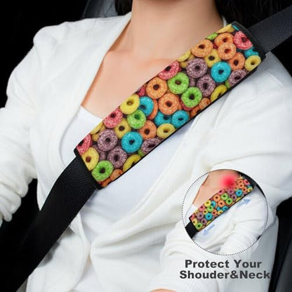 2PCS Breathable Car Seat Belt Pad for Elderly Support, Stroller Pushchair High Chair, Food Fruit Hoops Cereal Seat Belt Cushion, Anti-Slip Pad - color: Pattern 967