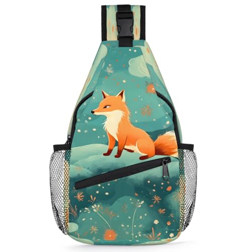 Fox Animals Sling Bags for Women Men, Waterproof Crossbody Sling Backpack Travel Outdoor Sports Chest Bag - color: White