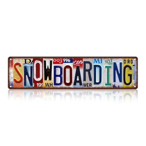 Vintage Sport Street Sign Snowboarding Wall Decor Metal Tin Signs | for Bar Home Bedroom Garage - color: St-K-09
