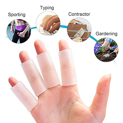 Sumifun Finger Sleeves, 8PCS Gel Thumb Finger Tubes for Arthritis, Trigger Finger Pain, Silicone Fingers Protector for Golf, Basketball, Golf, Rugby, Cracked Finger - color: 4pair(8pcs)