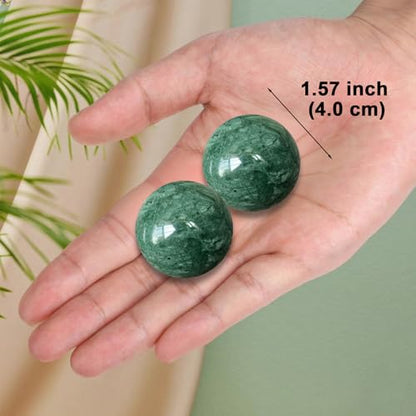 Traditional Chinese Baoding Balls, Marble Health Exercise Stress Relief Balls, Dark Green, 2-Piece Set (Dark Green, Medium-1.57") - color: Dark Green, size: Medium-1.57"