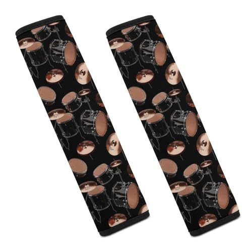 Universal Soft and Comfortable Drum Kit Classical Music Musical Instrument Print Seat Belt Shoulder Pad for Kids, Most Cars, 1 Pair Seat Belt Covers Cushion Anti-Slip Pad - color: Pattern 946