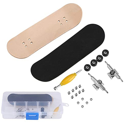 Ejoyous Finger Skateboard, 1Pcs Maple Wooden Alloy Fingerboard Skate Kit with Box Professional Mini Skateboards Reduce Pressure Kids Gifts (Black) - color: Black