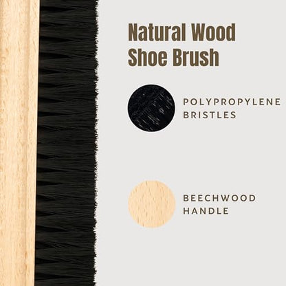 Konex Shoe Brush - Natural Beechwood Handle Handcrafted Wooden Shoe Cleaning Brush - Thick Synthetic Konex Fiber Bristle - Shoe Brushes for Cleaning with Quick and Lasting Use - color: Natural Wood