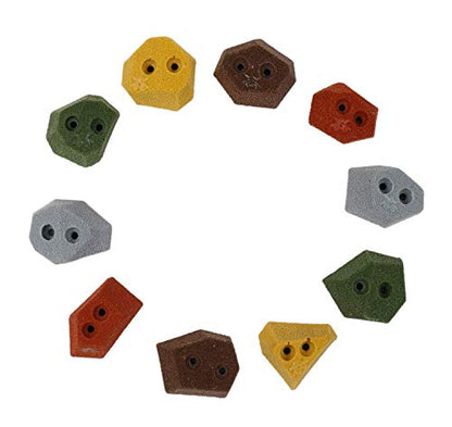 Atomik Rock Climbing Holds Set of 10 Angled Footholds in Assorted Earth Tones