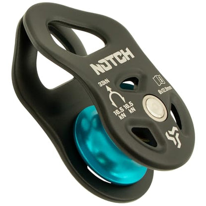 Notch Thirty-Three Micro Pulley with Massive MBS: 7,418 lb. (33kN) (100053) | Mid-line attachable with swinging side plates, Use with Lines up to 1/2” (12.9mm)