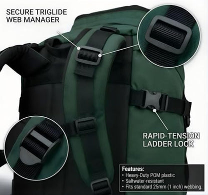 Ladder Lock Tri Glide Slide - Adjustable Strap Clips for Backpack/Gear Straps - Fits 3/4",1",1-1/4",1-1/2",2" Webbing - color: 10-pack for 1" Webbing