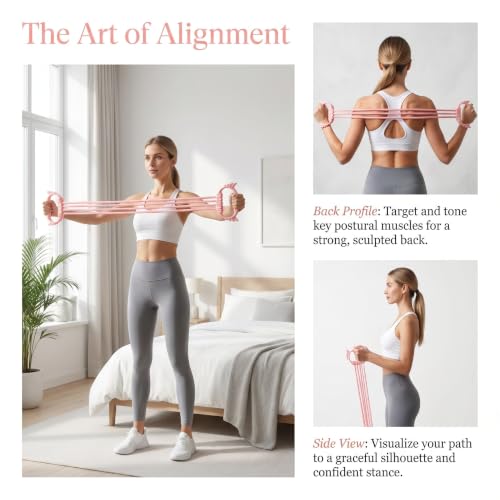 YARNOW Figure 8 Fitness Resistance Band, 15-90LBS Arm Back Training Elastic Ropes, Chest and Shoulder Stretch Bands Exercise Equipment for Yoga & Pilates Stretching