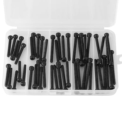 M4 x 30mm 35mm 40mm 45mm 50mm Hex Socket Head Cap Screws Bolts, 12.9 Grade Alloy Steel, Black Oxide Finish, Allen Hex Drive, Metric Machine Fully Threaded, Assortment Kit 50PCS - size: M4 x 30/35/40/45/50mm (50PCS)
