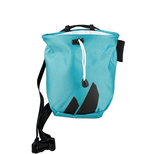 TRANGO Photon Eco Chalk Bag - Ultralight Climbing Chalk Bag, Sustainable Materials, Brush Holder, Adjustable Waist Belt, Rock Climbing & Bouldering - color: Cyan