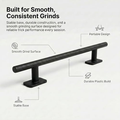 Fingerboard Rail Trick Skate Grind Rail, Mini Finger Skateboard Obstacle for Tech Deck Style Fingerboarding, Portable Desk Skatepark Ramp for Grinds, Slides & Combo Tricks, Skate Training Accessory