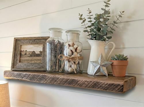 Reclaimed Wood Floating Shelves Real Solid Wood Chunky Shelf Rustic Farmhouse Wall Shelf - size: 38x8
