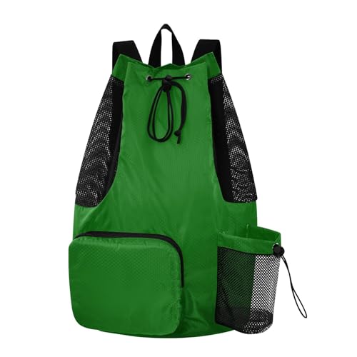 Yuiboo Dark Green Drawstring Bags for Men Women Climbing Gym Bag with Pockets Cinch Sack Dry Wet Separation