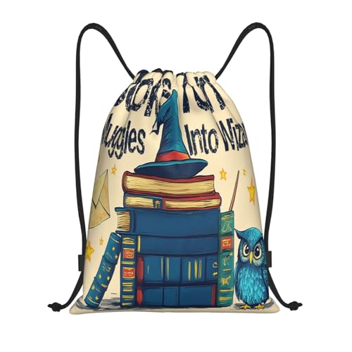 Drawstring Sports Backpacks - Lightweight Swim Gym Bags for Women Men String Sackpack for Beach Travel Yoga(Small, Books) - color: Books, size: Small