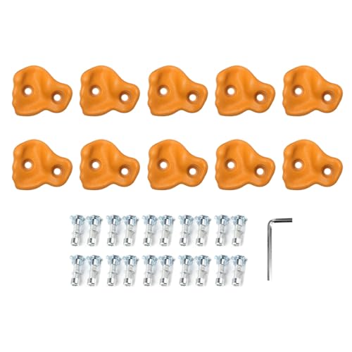 Pilipane Rock Climbing Holds PE Ergonomic Comfortable Hand Feeling Climbing Wall Grips for Indoor Outdoor Kids Adults 10PCS (Orange) - color: Orange