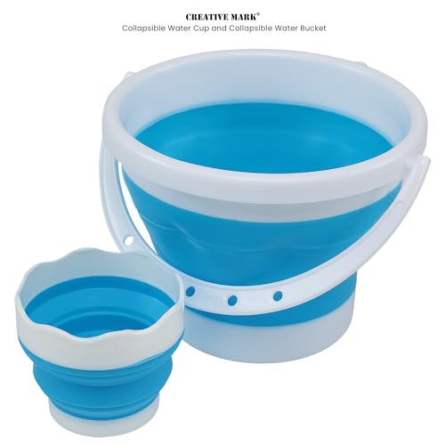 Creative Mark Collapsible Paint Brush Water Cup 10oz Capacity - Durable & Leak-Proof, Space-Saving Design, Ideal for Artists, Travel, Plein Air Painting, Mural Painters, Studio Use - size: 10oz Cup