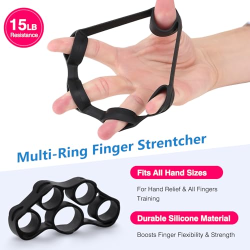 CYFIE Grip Strength Trainer Kit, Adjustable 10-132 lb, Hand Exerciser | Forearm Strengthener, Finger Stretcher, Stress Ball and Bag for Grip Recovery, Wrist Training, Rehab, Climbers and Musicians - color: Gray