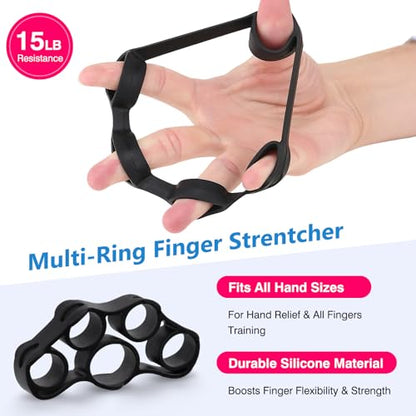 CYFIE Grip Strength Trainer Kit, Adjustable 10-132 lb, Hand Exerciser | Forearm Strengthener, Finger Stretcher, Stress Ball and Bag for Grip Recovery, Wrist Training, Rehab, Climbers and Musicians - color: Gray