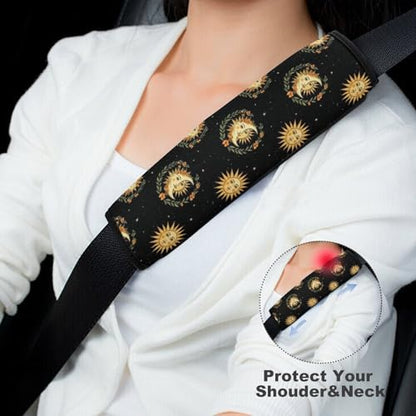 1 Pair Black Sun Moon Pattern Car Seat Straps Shoulder Pads Soft Padded Harness Pads Strap for Adult Use, Stroller Pushchair High Chair, Comfortable Driving - color: Pattern 1143