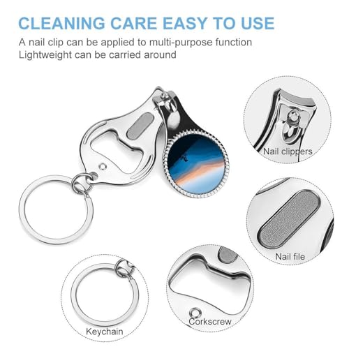 Mountains Silhouette Biker Nail Clippers Sturdy Fingernail and Toenail Clipper Cutters with Keychain