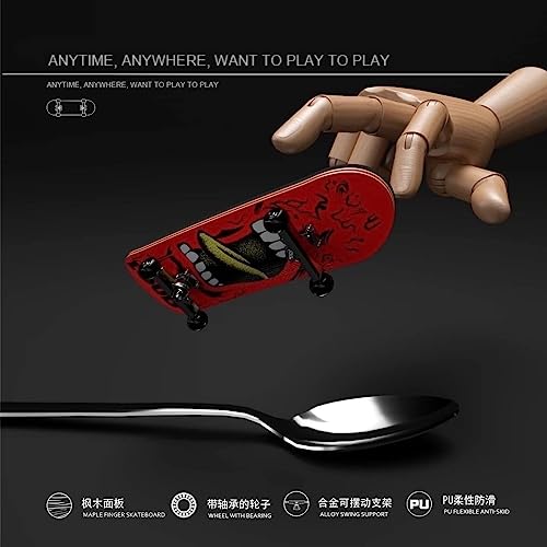 Lently Wood Fingerboards, Mini Fingerboards, 99mmL*29mmW (Big Mouth Cute Dragon) (Punk Clown) - color: Punk Clown