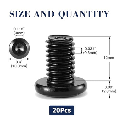 M5 x 12mm 20Pcs Flat Head Hex Socket Cap Screws Bolts, 304 Stainless Steel 18-8, Full Thread, Black Oxide by SG TZH (with Hex Spanner) - size: M5 x 12mm