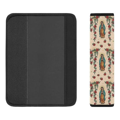 Universal Soft and Comfortable Seat Belt Shoulder Pad for Adult Use, Most Cars, 1 Pair Red Rose Guadalupe Virgen Harness Pads Strap Anti-Slip Pad - color: Pattern 34